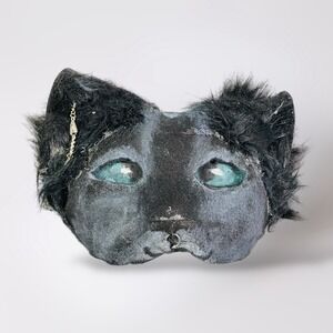 Black Cat Mask Furry Costume Accessory Fishbone Earring Cosplay Therian Animal